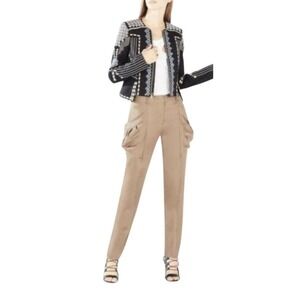 BCBGMAXAZRIA‎ KEITH DRAPED POCKET SATIN TAILORED PANTS LIGHT JAVA EUC SIZE 4